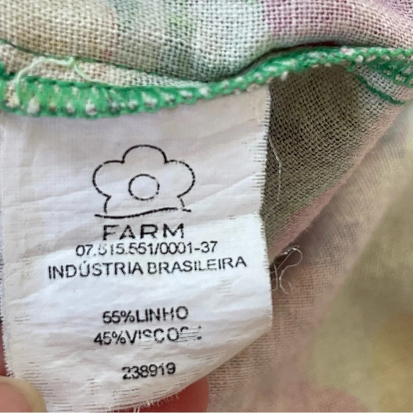 Farm Rio flower print linen viscose blend short sleeve mini dress size S - Picture 10 of 10